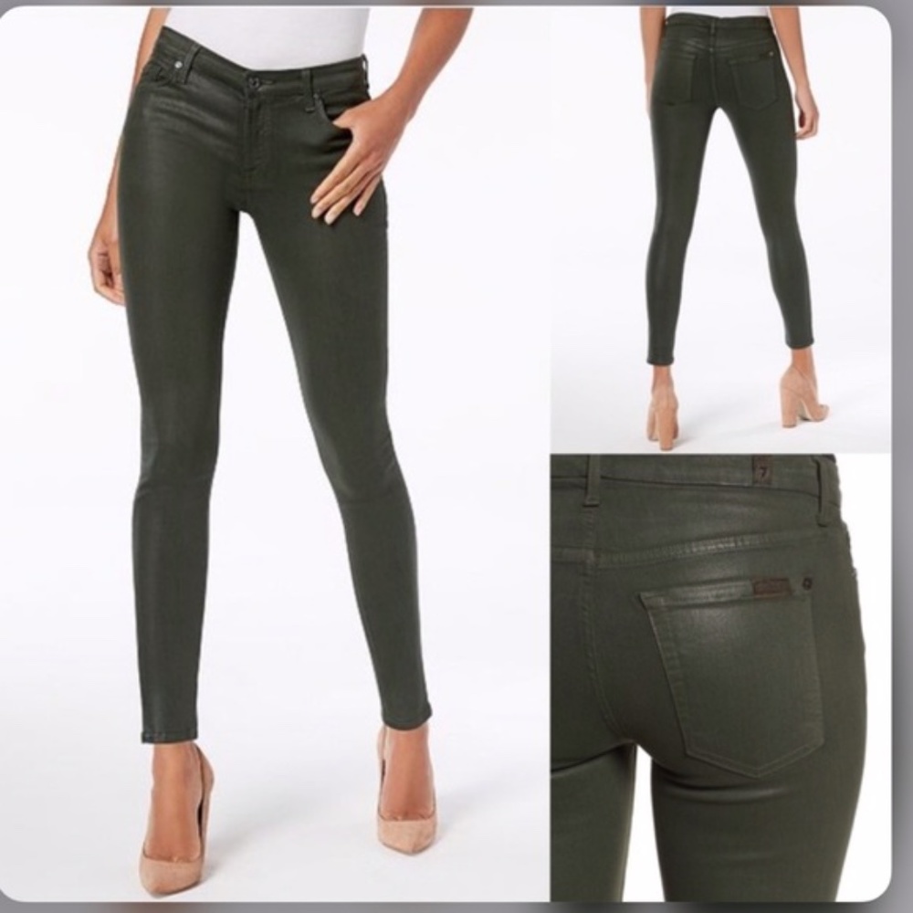 7 For All Mankind Black Coated Skinny Jeans